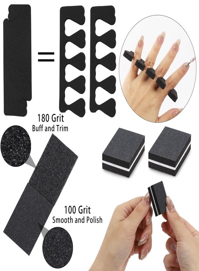 Tecbeauty 102pcs Toe Separators Set - Premium Pedicure Tool Super Soft Pedicure Toe Separator- Mini Nail Buffer Block File 80/100 Grit 2 Sided, Black - Image 3